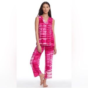 Natori Shibori Woven Pajama Set Pink Tie Dye size L